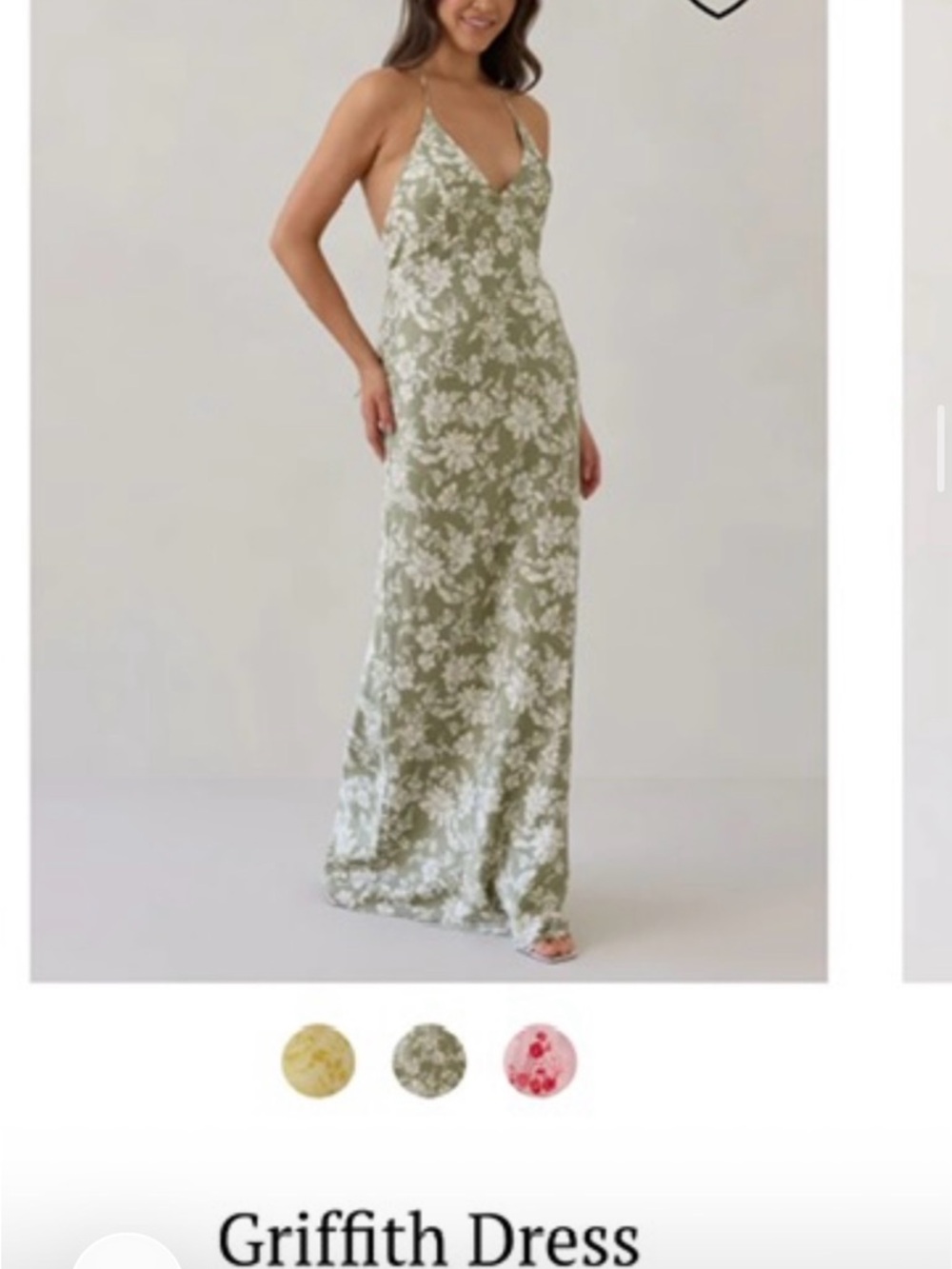 - Olive Floral Slip Maxi Dress